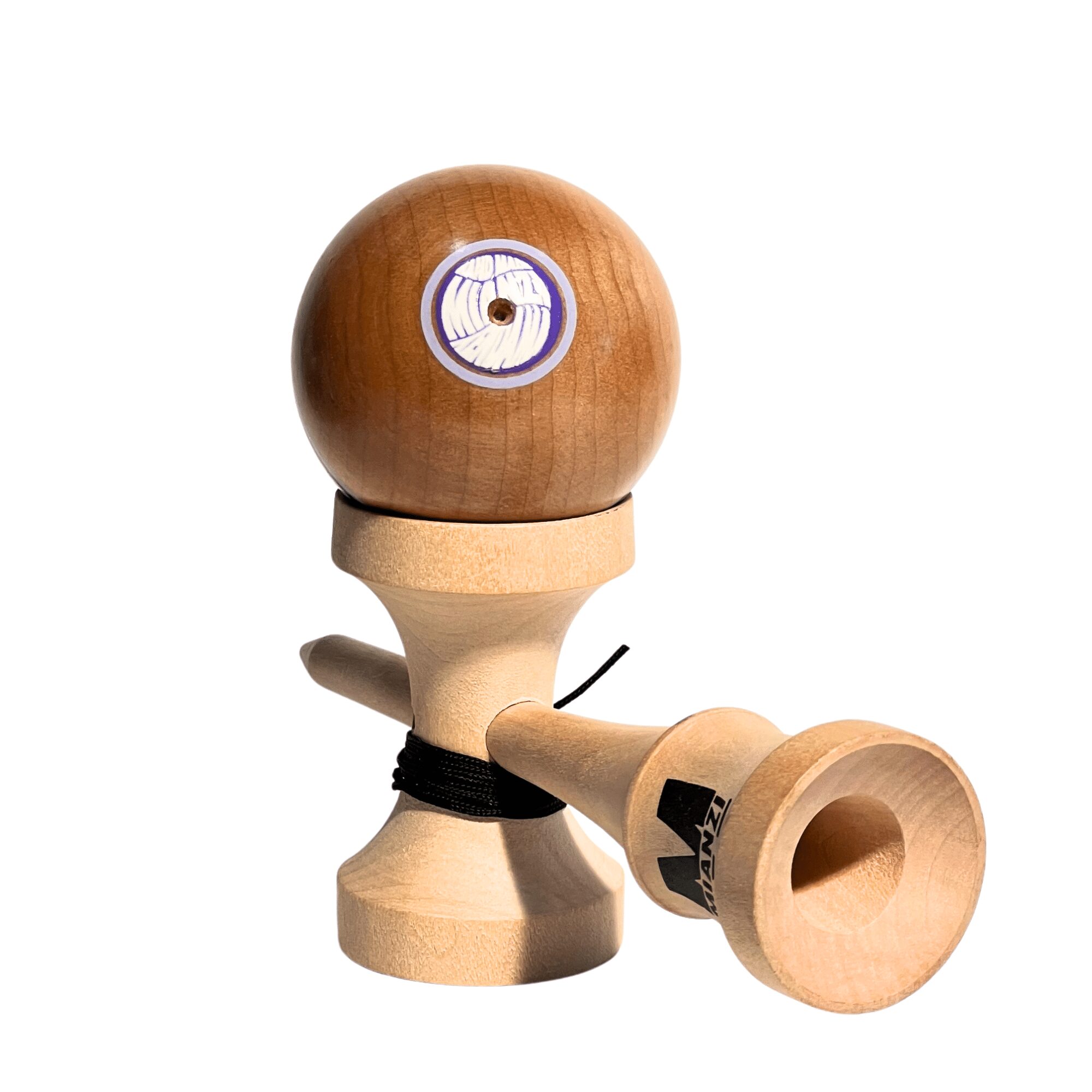 Kendama de Madera Pintado a Mano – Negro y Lila – vista 3