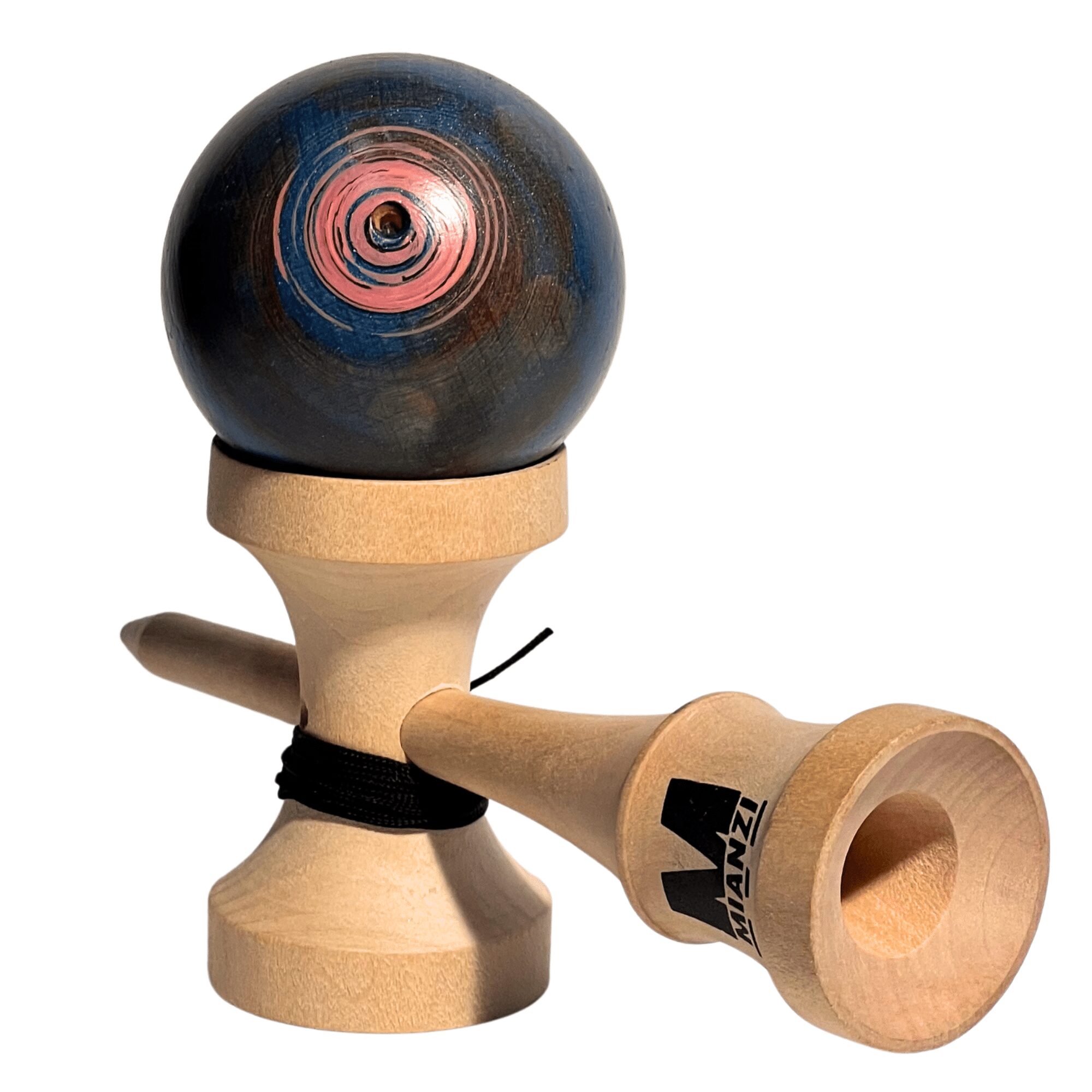 Kendama de Madera Pintado a Mano – Azul Salmón – vista 2
