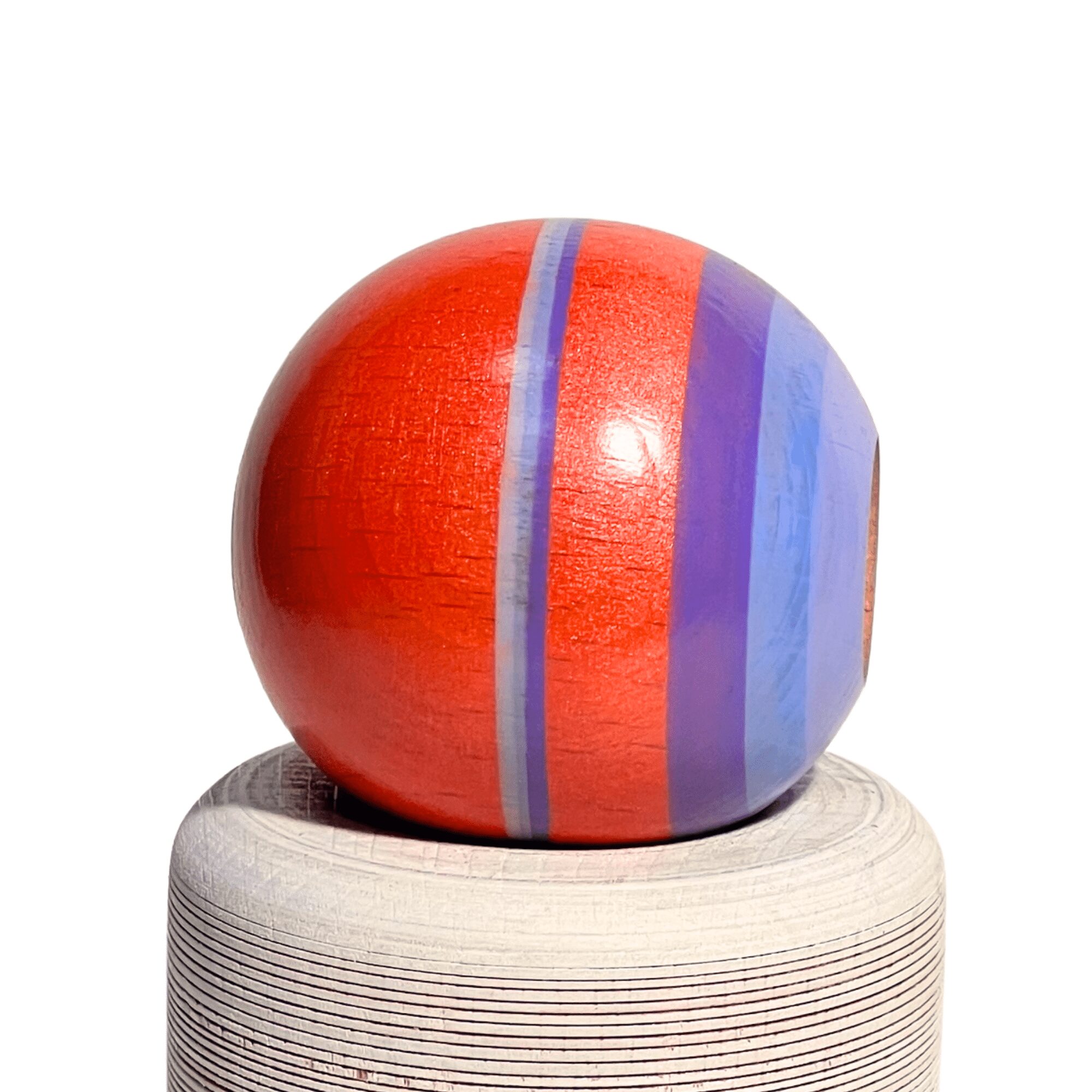 Kendama de Madera Pintado a Mano – Naranja y Lila – vista 5
