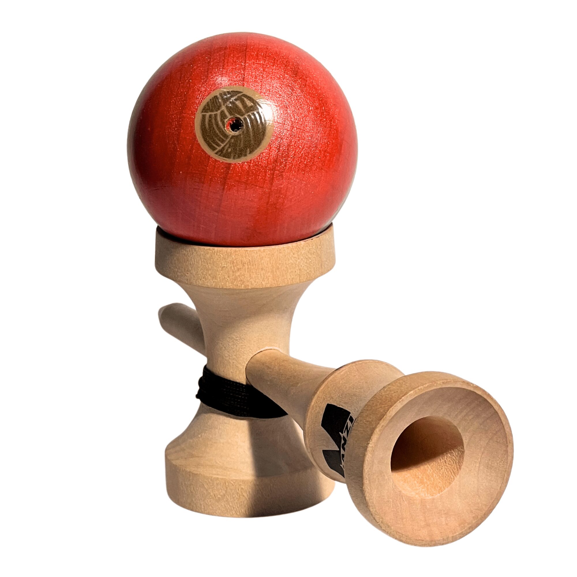 Kendama de Madera Pintado a Mano – Naranja y Lila – vista 3