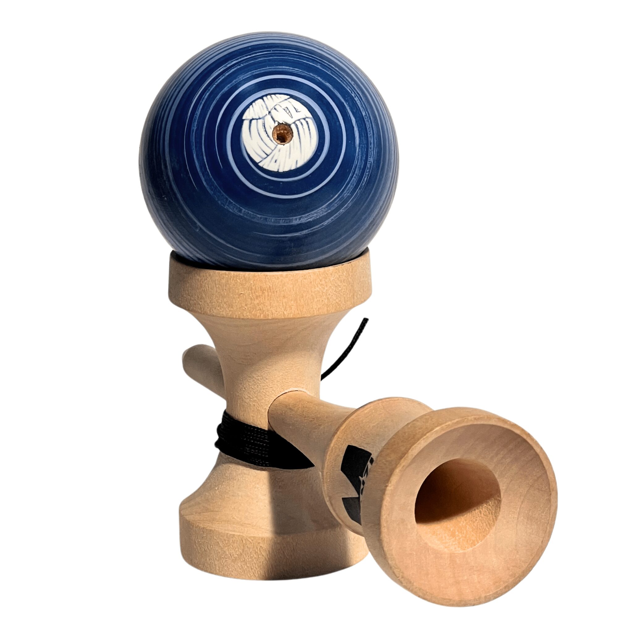 Kendama de Madera Pintado a Mano – Azul Lineal – vista 3