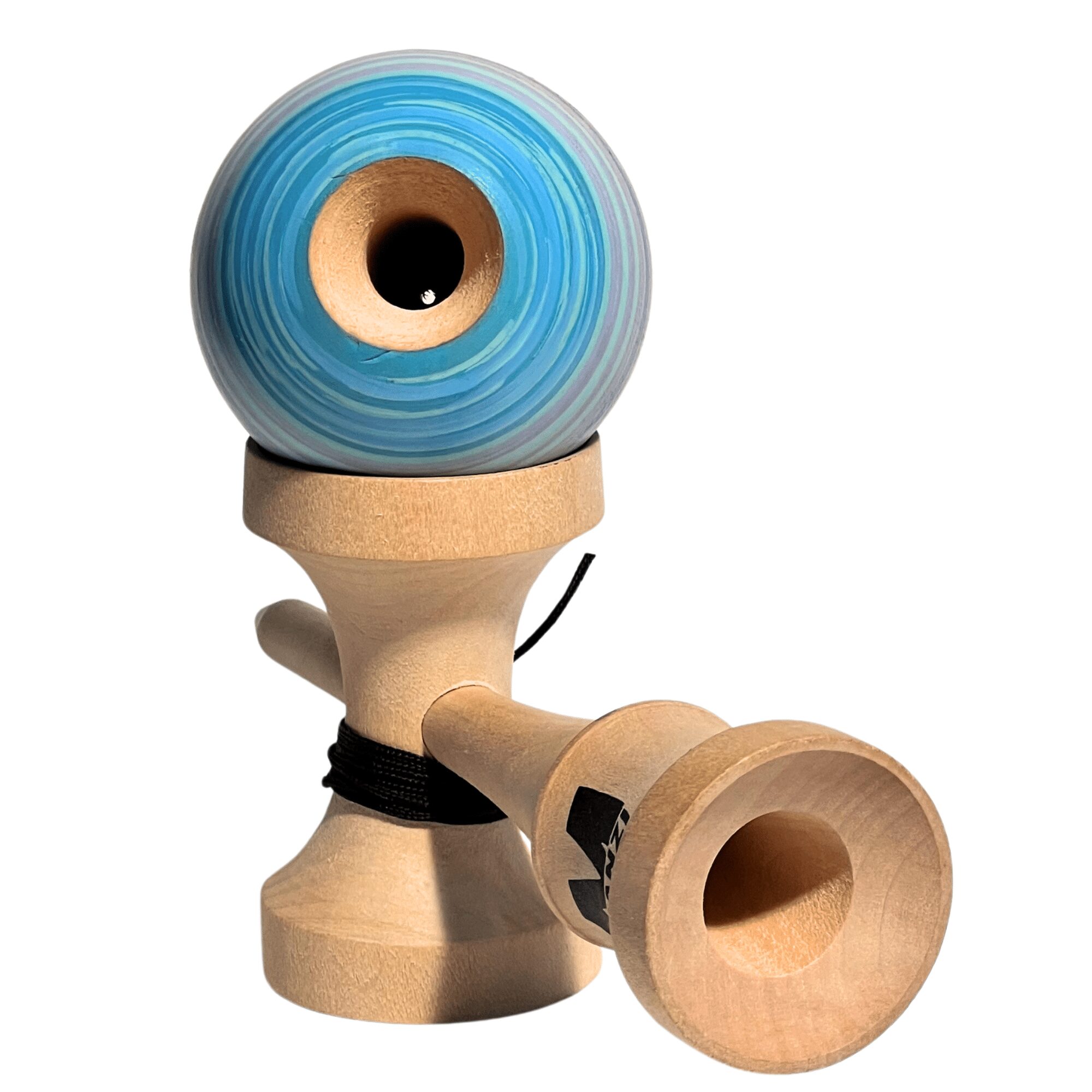 Kendama de Madera Pintado a Mano – Azul Lineal – vista 2