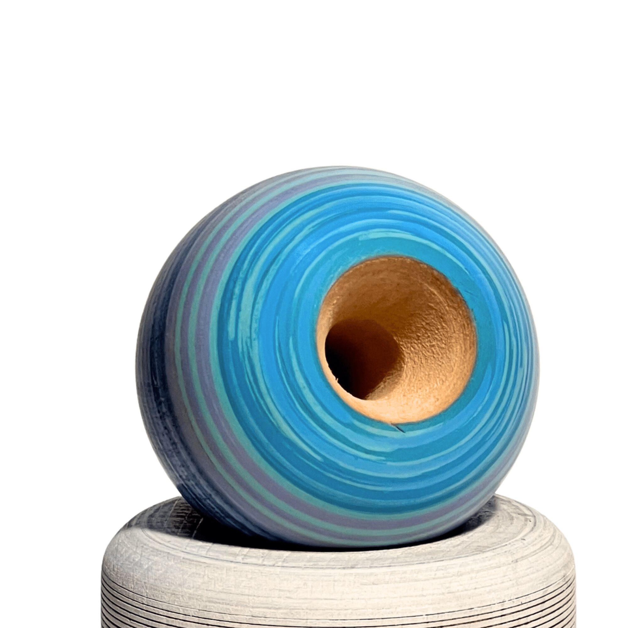 Kendama de Madera Pintado a Mano – Azul Lineal – vista 4