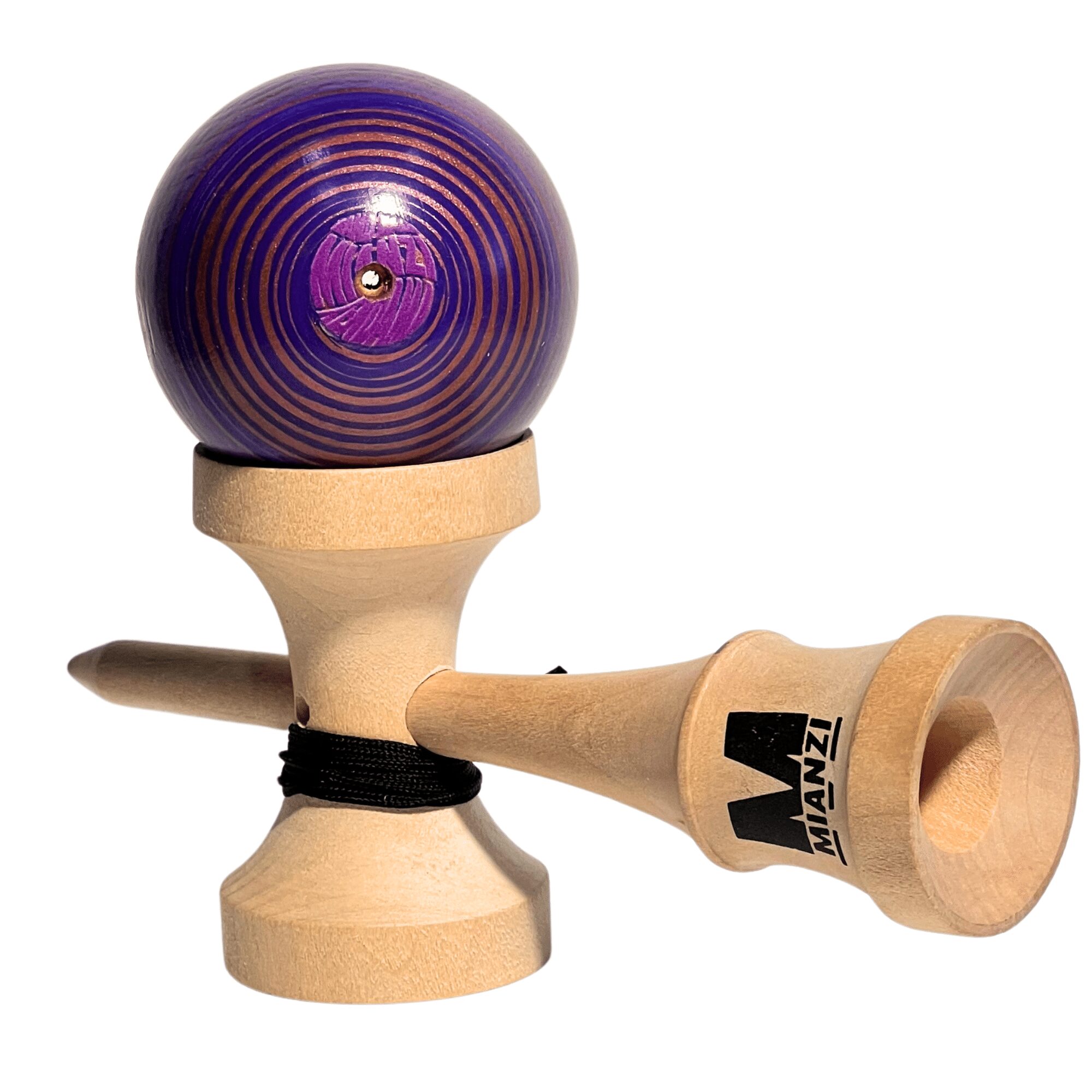 Kendama de Madera Pintado a Mano – Morado Lineal – vista 4